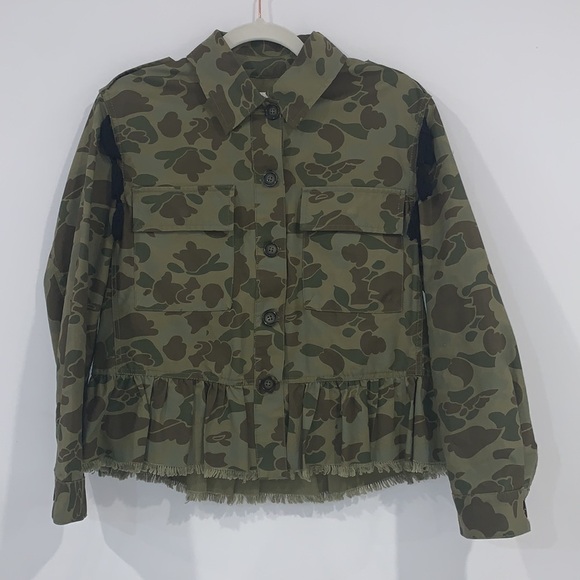 Zara WOMAN Camo Parka Jacket Peplum Pom Pom Embroidery size S - Picture 4 of 14